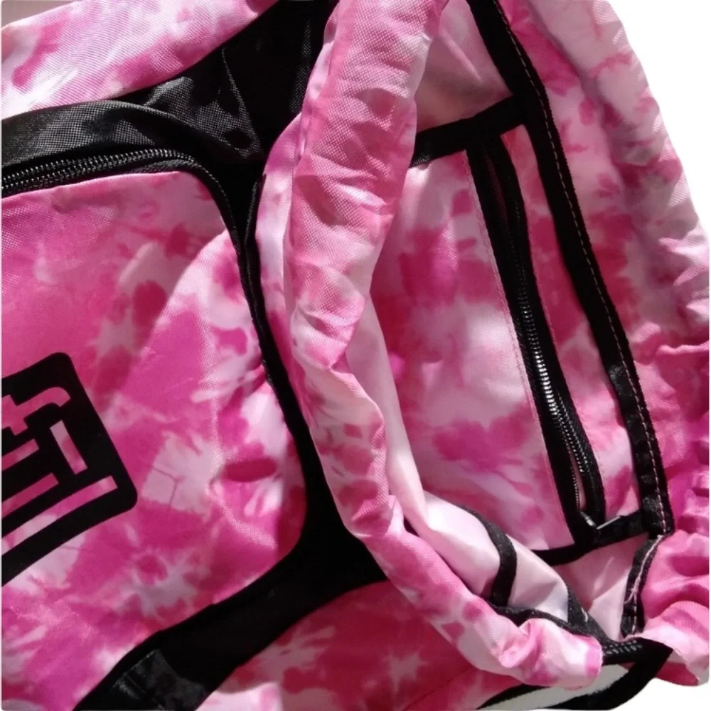 Vtg Fül Pink Tie Dye Drawstring Backpack Cinch Bag Retro Y2K Sport Streetwear